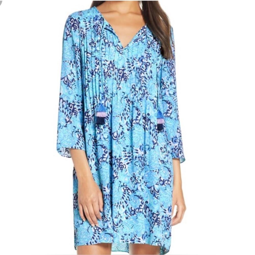 Lilly Pulitzer Marlina Tunic Dress Women‎ Size S Blue Tassel Excellent Condition